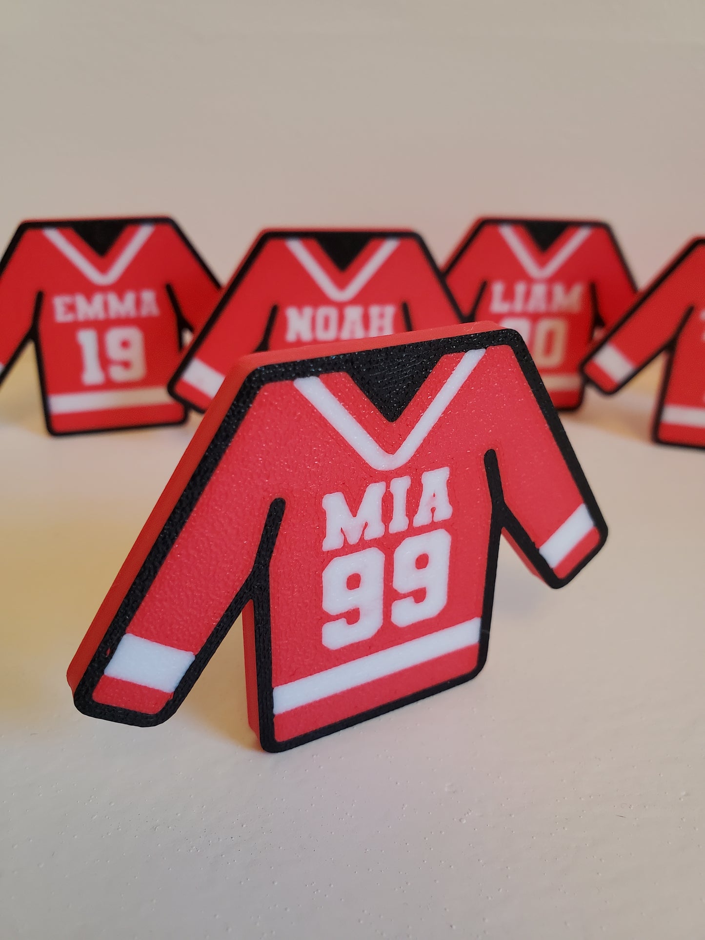 Customizable Mini Hockey Jersey Figures – Set of 3 with Bases