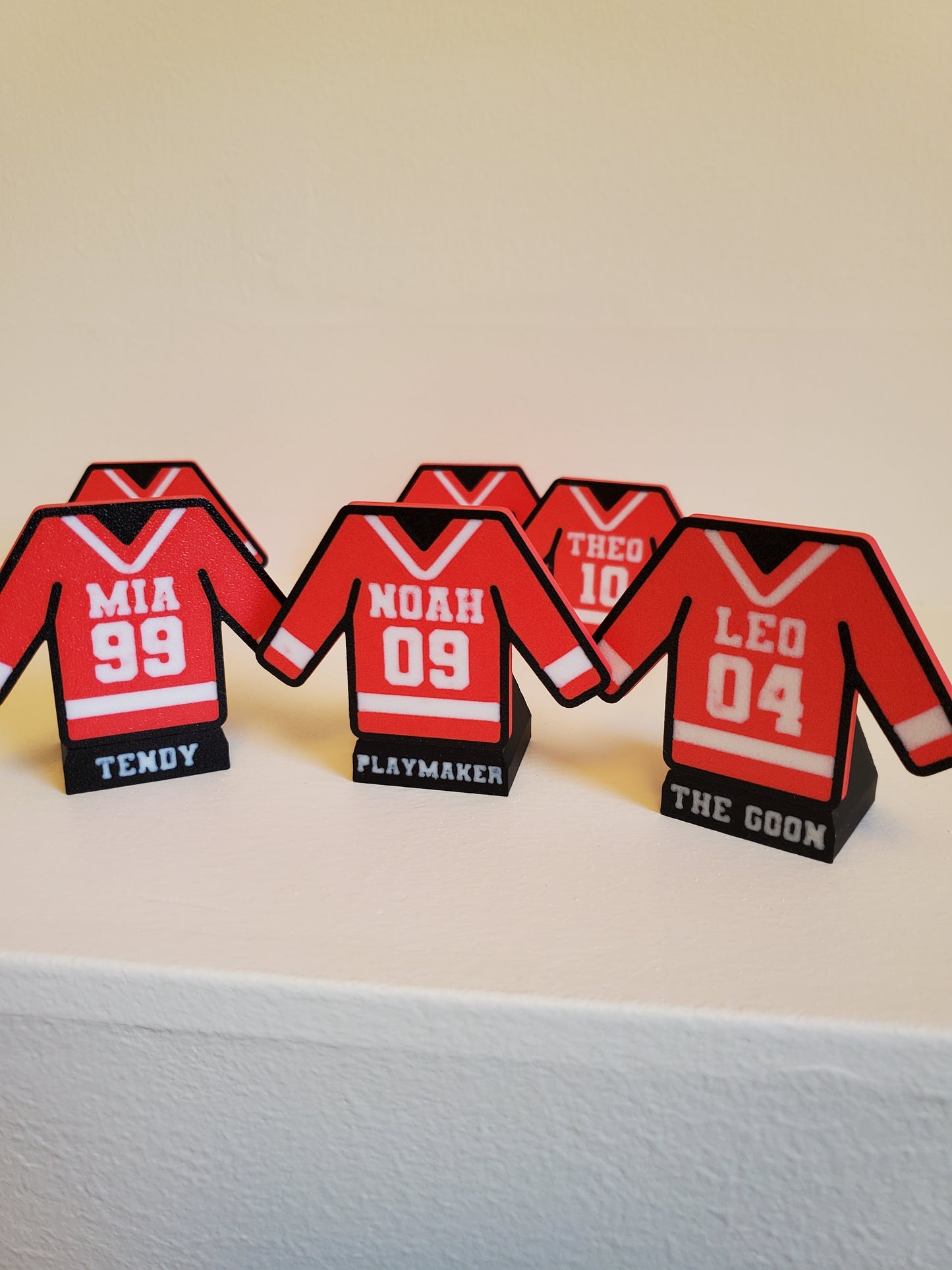 Customizable Mini Hockey Jersey Figures – Set of 3 with Bases