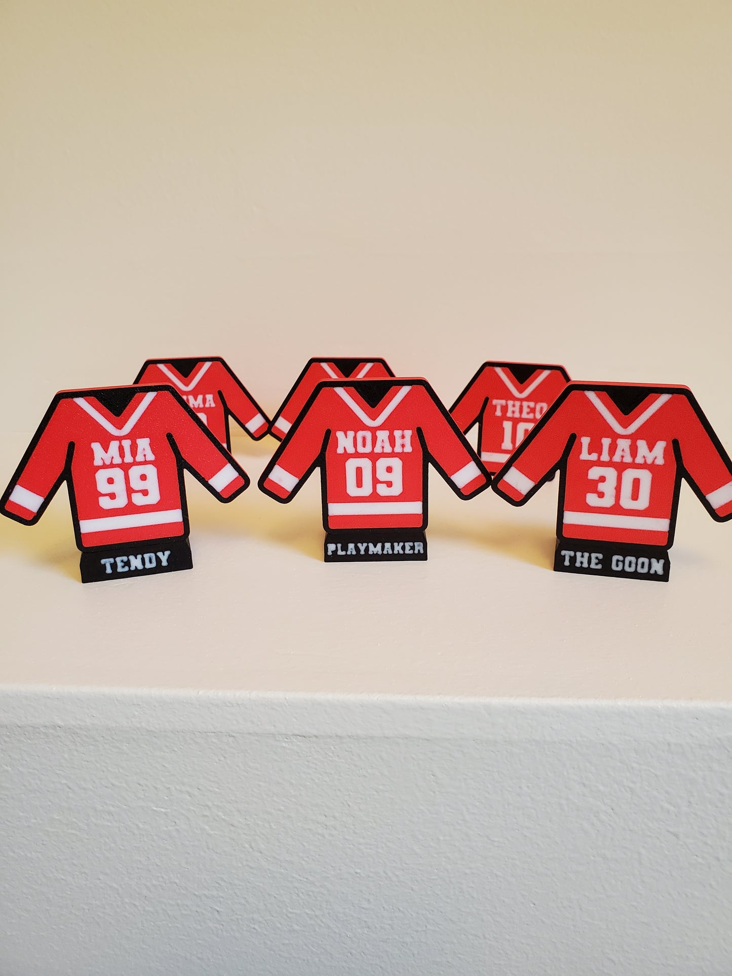 Customizable Mini Hockey Jersey Figures – Set of 3 with Bases