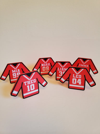 Customizable Mini Hockey Jersey Figures – Set of 3 with Bases