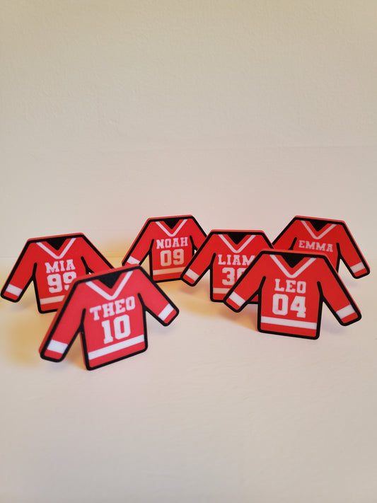 Customizable Mini Hockey Jersey Figures – Set of 3 with Bases