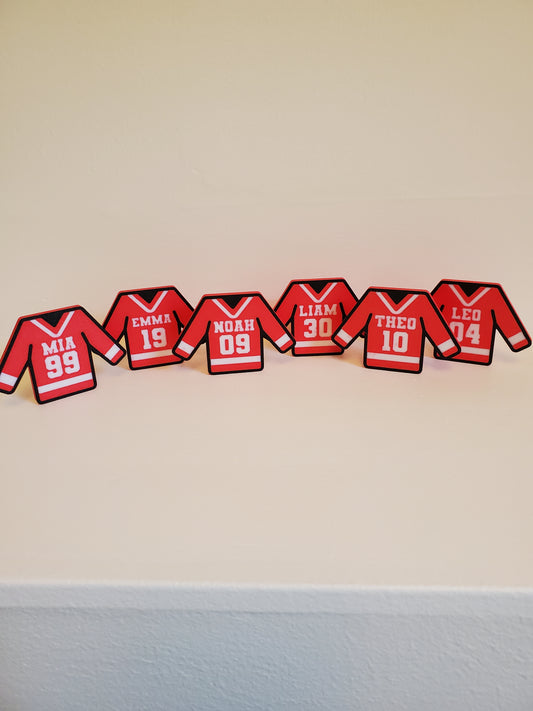 Customizable Mini Hockey Jersey Figures – Set of 3 with Bases