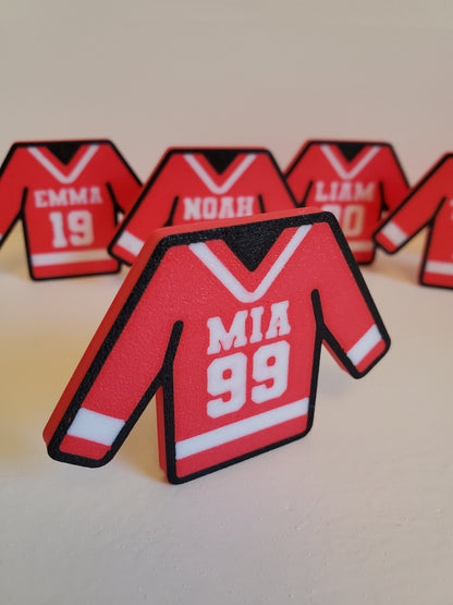 Customizable Mini Hockey Jersey Figures – Set of 3 with Bases