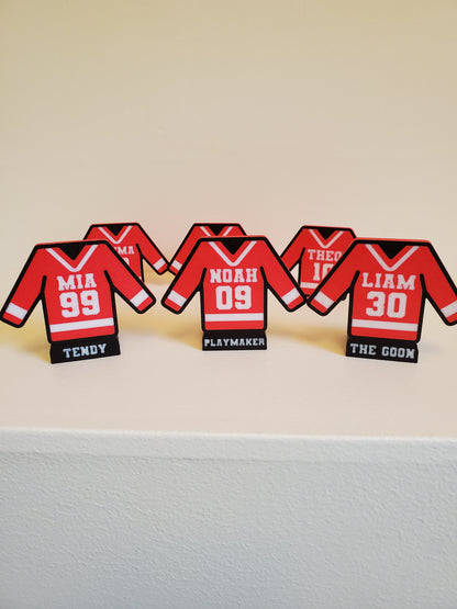 Customizable Mini Hockey Jersey Figures – Set of 3 with Bases